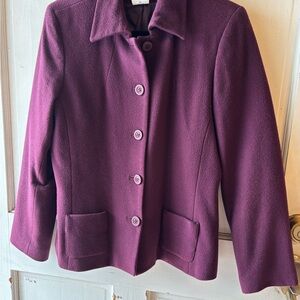 Harve Benard Deep Purple Wool Coat